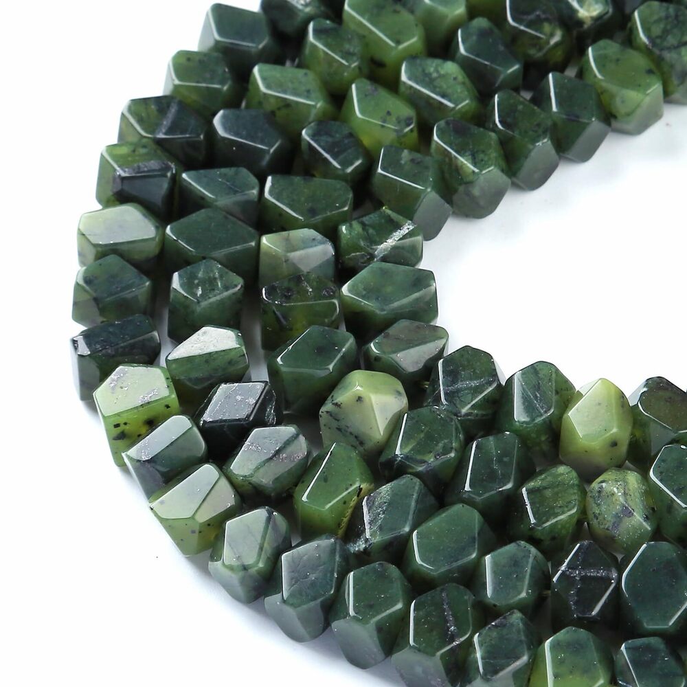 3776 6x11MM 50PCS Canadian Green Jade Gemstone Natural Beads 15 Inch